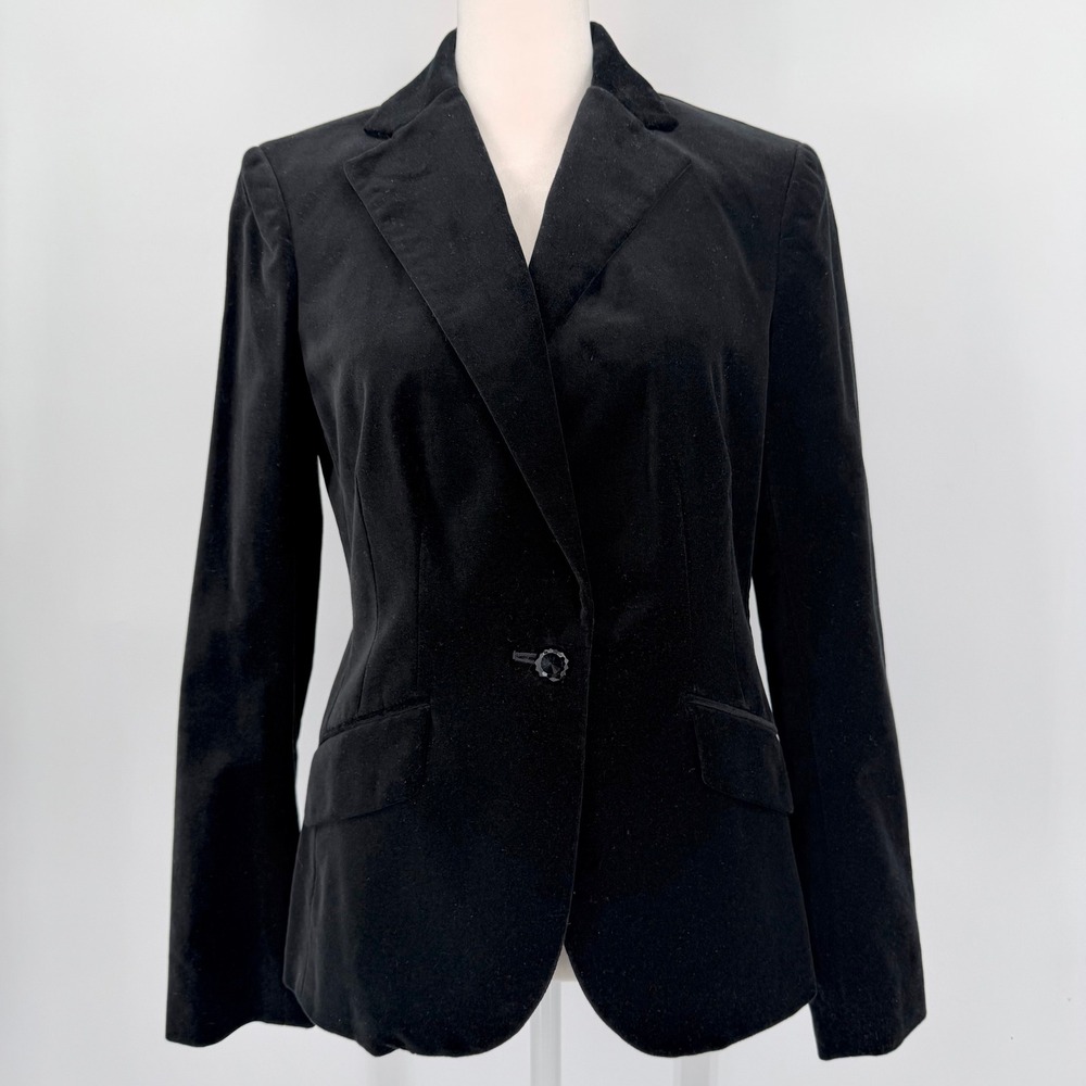 Lauren Ralph Lauren Womens Black Velvet Blazer Jacket Size 4 Preppy Old Money